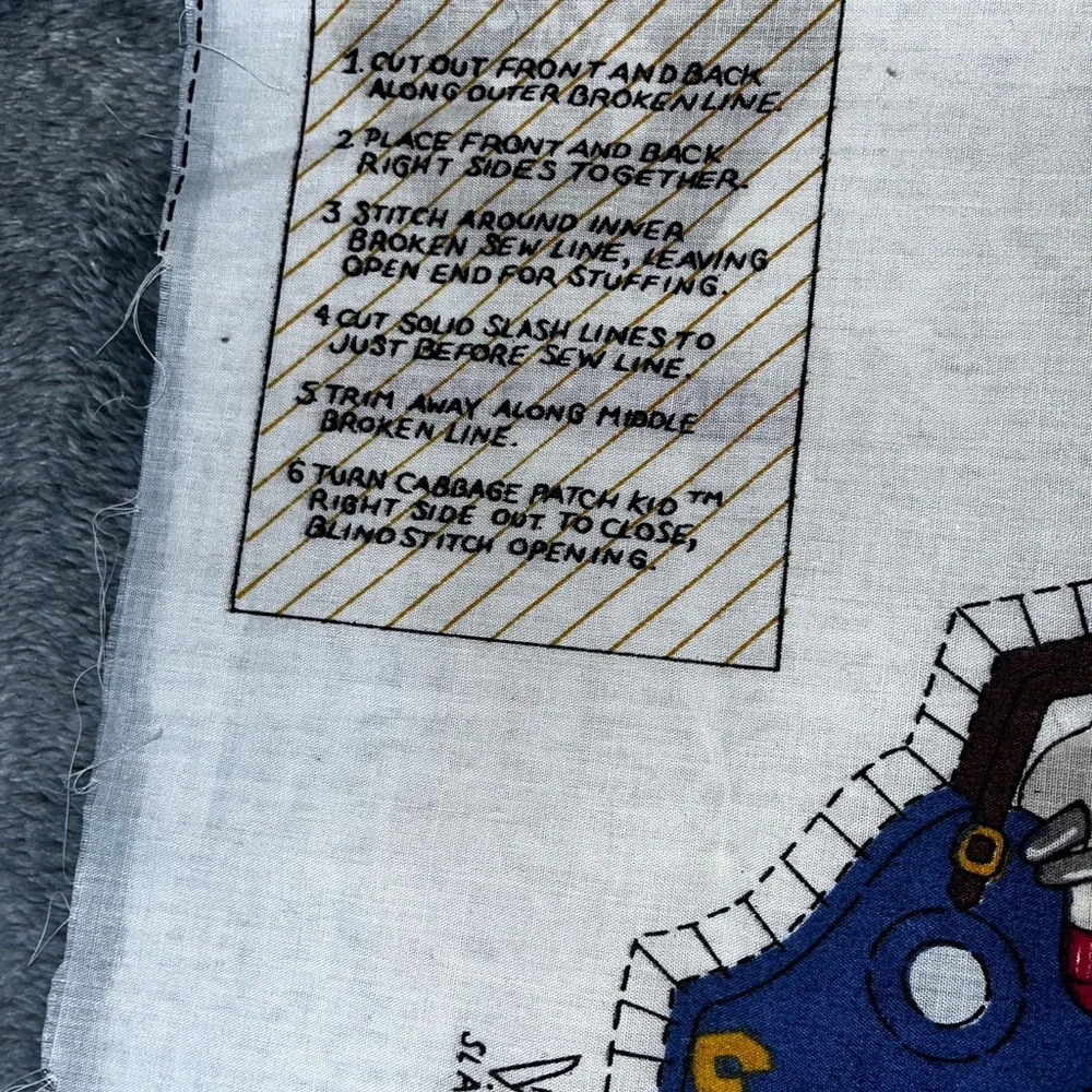 Vintage Fabric Panel Cabbage Patch Kids Football Player Pillow Cut-n-Sew 1983
